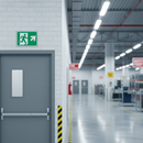 Slate Gray Premium Running Man Up Right Arrow Sign for Emergency Exits