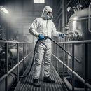 Dark Slate Gray Professional Disposable Laminated Coverall Type 5/6 Large - White