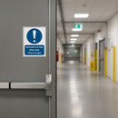 Slate Gray Mandatory Fire Safety Door Signs - Automatic Fire Door Keep Clear