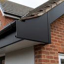 Aluminium Fascia Board Sample — Textured Black / 'U' Return (in use)