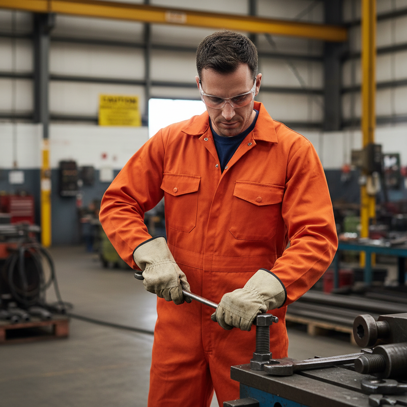 Dark Olive Green Professional Orange Boilersuit - Durable Polyester-Cotton Blend