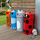 Set of 4 Animal Face Litter Bins – Polyethylene, 4-Piece Outdoor Waste Receptacles