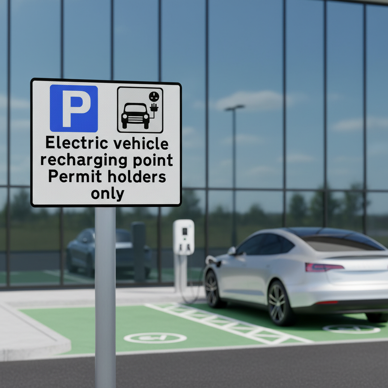 Slate Gray Professional EV Permit Holders Only Sign Face - Weather Resistant