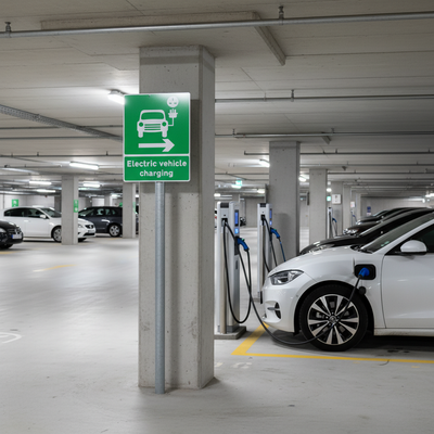 Premium EV Recharging Arrow Right Sign Face - Weather Resistant