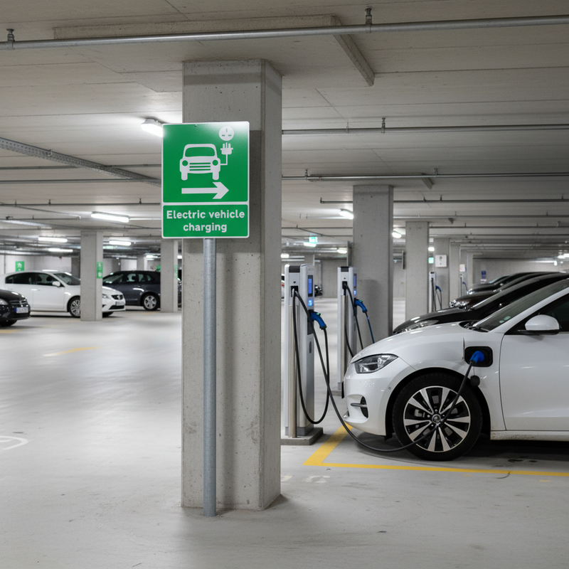 Light Slate Gray Premium EV Recharging Arrow Right Sign Face - Weather Resistant