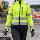 Women's High-Vis Yellow/Black Softshell Work Coat - Class 2/3