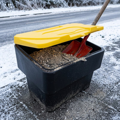 115 Litre Grit Bin Black with Yellow Lid 130 kg Capacity