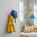 Premium Wall-Mounted Dinosaur Coat Rack with Two Durable Steel Hooks for Kids' Rooms - Fun and Functional Organization