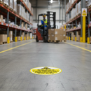 Rosy Brown Caution Fork Lift Trucks Operating In This Area - Premium Floor Sign