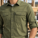Khaki Green Long Sleeve Quick Dry Work Shirt with UPF 50+
