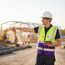 Light Gray High-Visibility Two Tone Executive Waistcoat with ID Pocket - Saturn Yellow/Purple