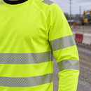Hi-Vis Class 2/3 Long Sleeve T-Shirt Hi-Vis Yellow/Navy (view 2)