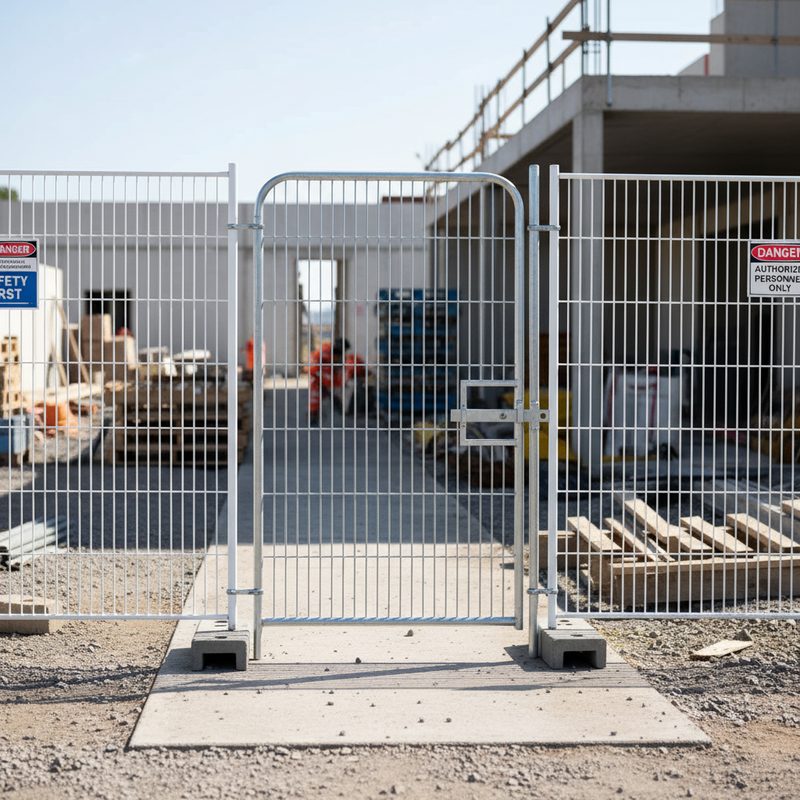 Gray Heavy Duty Temporary Fencing Pedestrian Gate with Anti-Climb Design