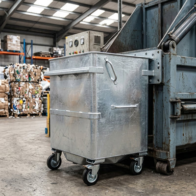 720L Wheeled Steel Waste Container with Lifting Bar