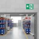 Gray Premium Running Man Up Left Arrow Fire Safety Sign for Emergencies