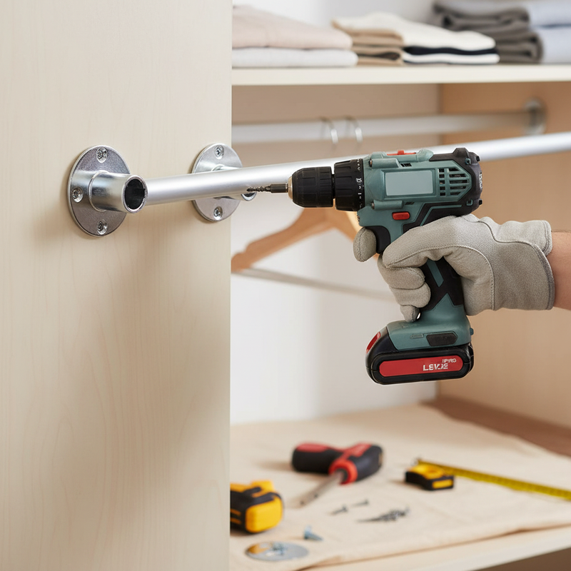 Gray Heavy Duty Chrome Wall Socket for 25mm & 32mm Tubes