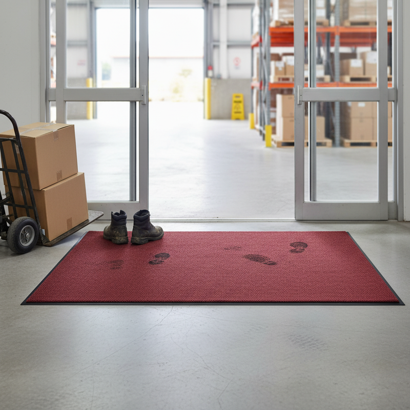 Dark Gray Premium Dust Control Plushway Entrance Mat - Red