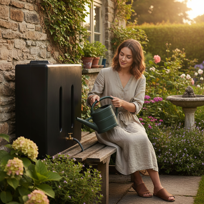 Dark Olive Green Premium Slimline 400 Litre Baffled Water Storage Tank - Heavy Duty