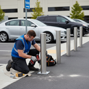 Light Slate Gray Premium Fixed Plain Round Stainless Steel Bollard - 900mm High