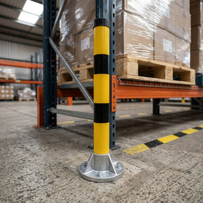 50mm steel high visibility bollard with aluminium base