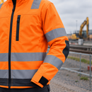 Hi-Vis Orange/Steel Grey Class 3 Softshell Safety Work Coat (view 2)