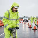 Light Gray Premium Hi-Vis Lightweight Jacket with Concealed Hood - Saturn Yellow