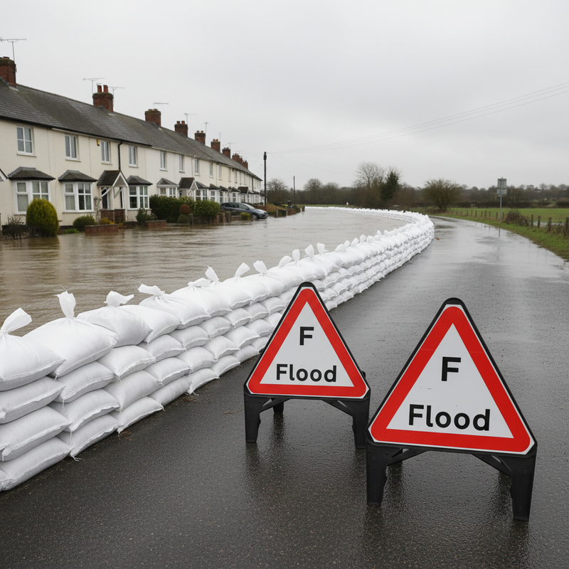 Light Gray Flood Prevention Sand Bags and Traffic Sign Kit - Essential (40 Bags)