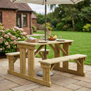 6-Seater Walk-In Wooden Picnic Bench, 30mm Timber with Umbrella Hole