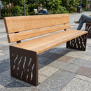 Wood and Steel Bench with Backrest – Hardwood Slats