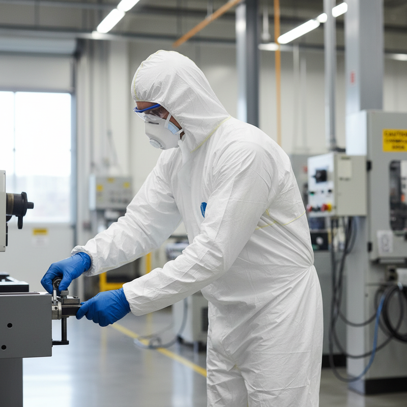 Gray Premium Hooded Chemical Protective Coverall - White