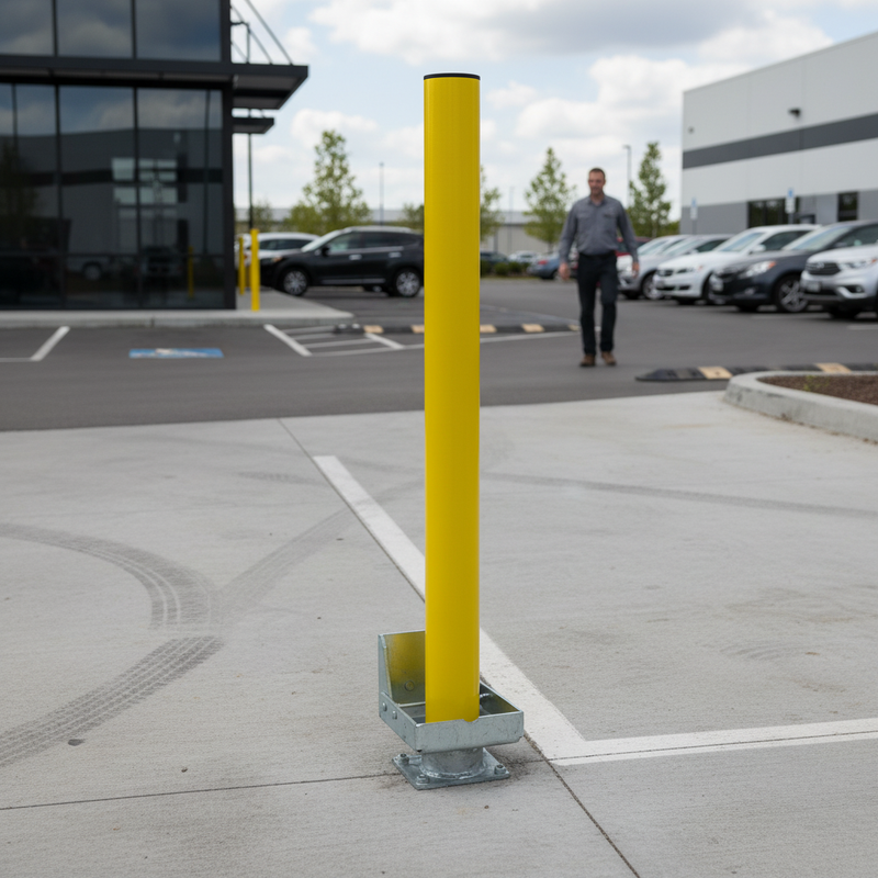 Gray Heavy Duty Removable Security Post with High Security Padlock