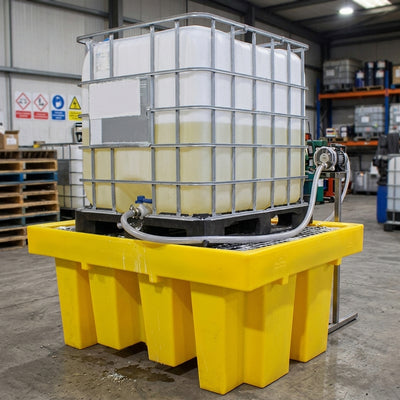 Single IBC Spill Bund with Grate, 1100 Litre Capacity