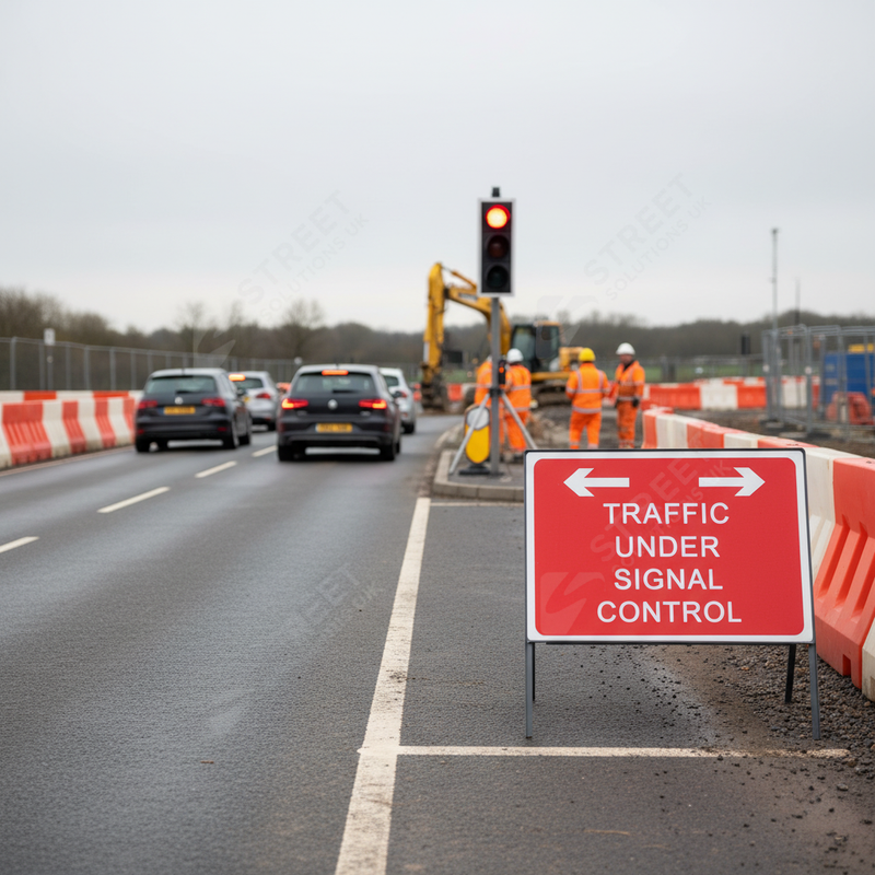 Gray Premium Traffic Under Signal Control Metal Sign Face 1050mm x 750mm