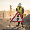 Wheat Traffic Light Signal Ahead Triangle Metal Sign - 750mm Size