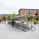 Light Gray Heavy Duty Cycle Shelter with Galvanised Curved Roof - Extension Bays