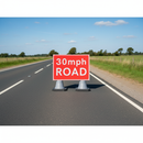 Dim Gray 30mph Road Cone Sign 1050 x 750mm Double Cone for Traffic Management