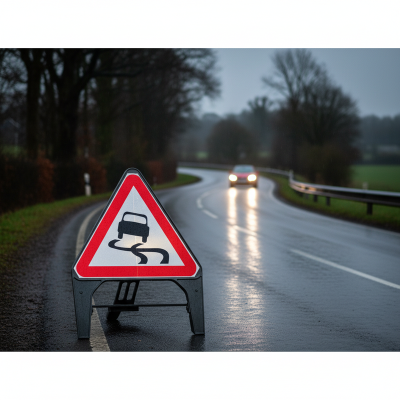 Dark Slate Gray Heavy Duty Slippery Road Surface 750mm Q-Sign for Safety