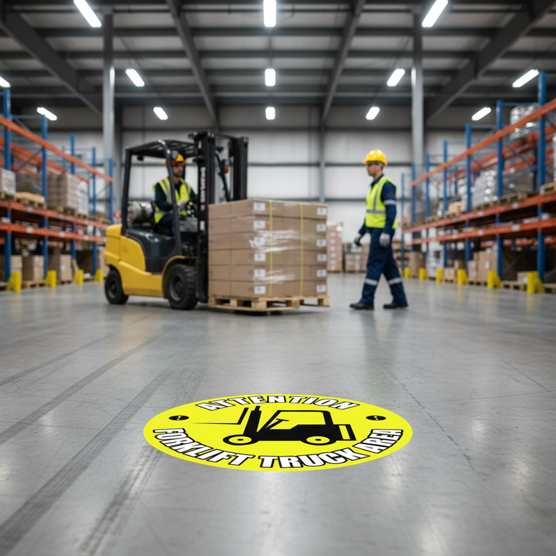 Light Slate Gray Premium Forklift Truck Area Floor Sign - Durable and Slip Resistant
