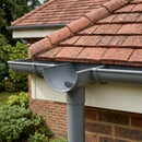 DeepFlow Aluminium Gutter Outlet 76mm Diameter 130mm — RAL 7037 (in use)