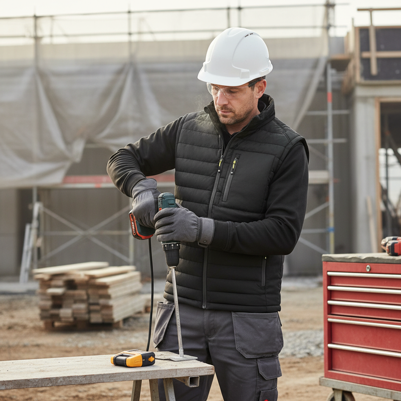 Light Slate Gray Premium Lightweight Padded Bodywarmer - Black and Grey