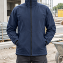 Windproof Softshell Work Jacket with High Collar - Navy