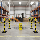 Dark Gray Premium Plastic Post & Chain Barrier Kit - 4 Post Set for Safety