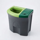 87 litre twin compartment recycling bin open & lift apertures (view 2)