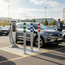 Gray Heavy Duty EV Charging Point Protection Bollards - Sub-Surface Fix