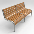 Curved S-frame bench with backrest and Iroko hardwood slats (view 2)