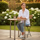 Dark Olive Green Premium Adjustable Table Leg with Satin Nickel Finish