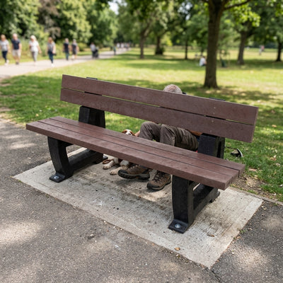 Recycled Plastic Moulded Park Seat – Black/Brown, Heavy-Duty