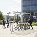 Dark Slate Gray Premium Open Sided Cycle Shelter with Clear Roof Extension Bays