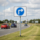 Gray Premium Right Turn Ahead Metal Sign Face - 750mm