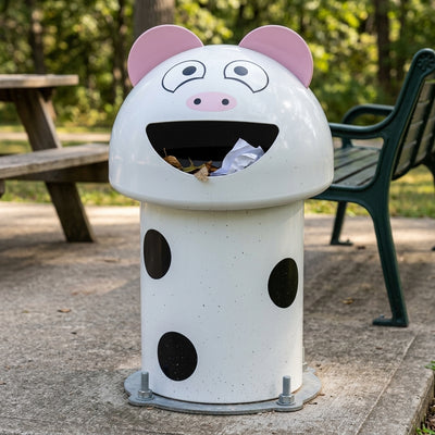 60 Litre Polyethylene Litter Bin, Compact Hooded Design